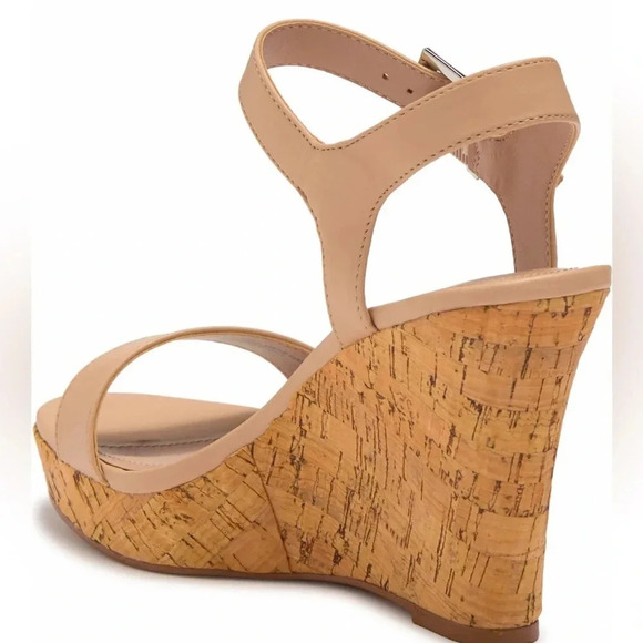 Charles by Charles David leather wedge sandal cork heel size 11 ankle strap - Picture 6 of 7